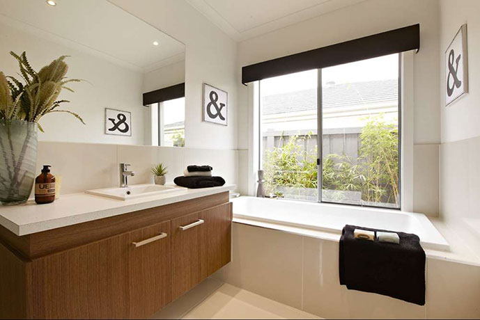 Bathroom with large windows