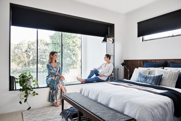 Bedroom with large bay window