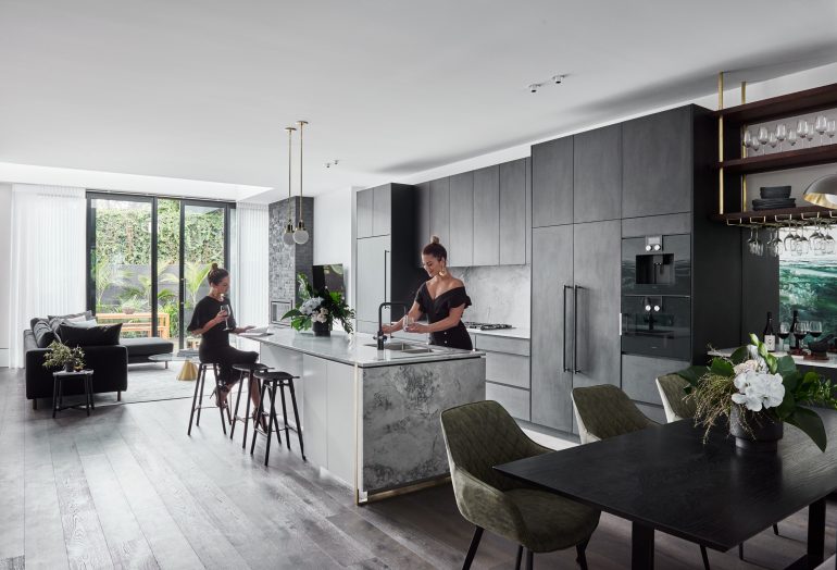 Bright kitchen with large windows