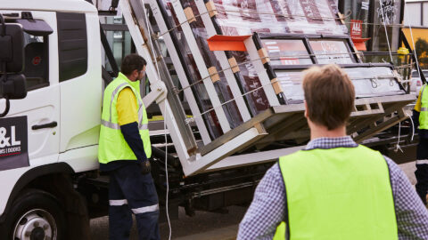 Loading windows on truck